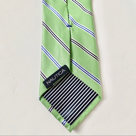 Nautica Men’s Tie Striped Green Blue Navy - Picture 2 of 6